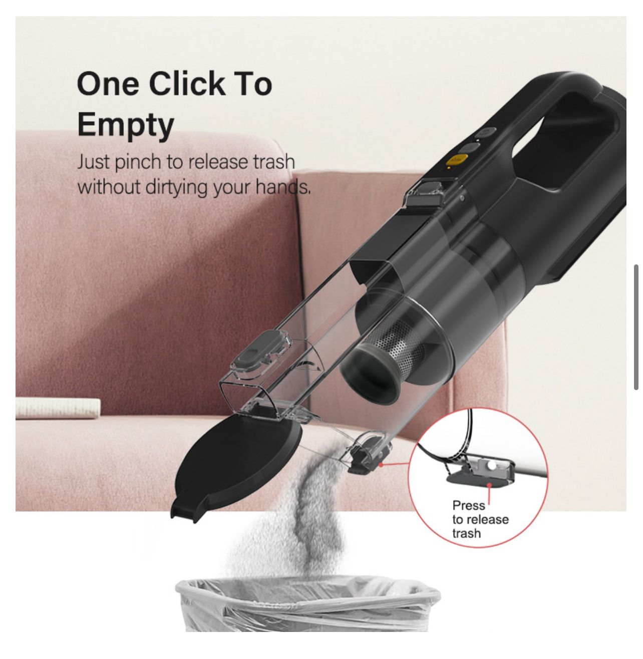 Cordless Vacuum Cleaner - Handheld, Multi-Purpose for Home & Car, Powerful Suction & Long Battery Life